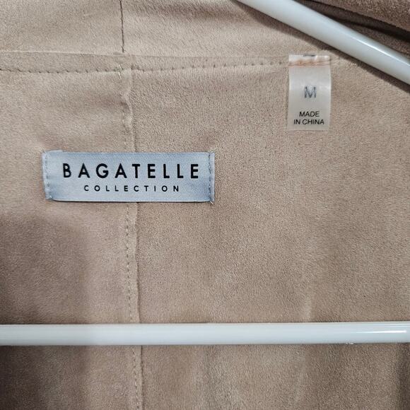 Bagatelle Faux Suede Tan Drape Front Womens Jacket. Size Medium Zip Pockets - Picture 6 of 6